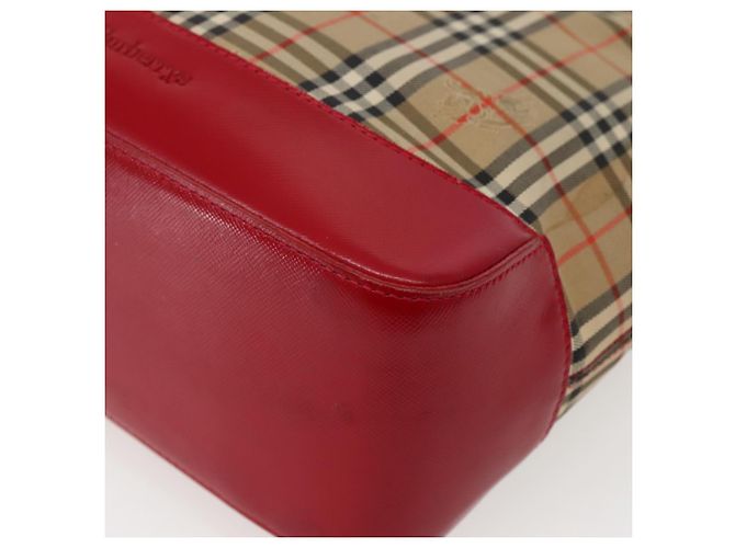 Autre Marque Borsa Tote Burberrys Nova Check in tela beige rossa oro Auth BA5696 Rosso D'oro - vista 15