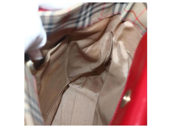 Autre Marque Borsa Tote Burberrys Nova Check in tela beige rossa oro Auth BA5696 Rosso D'oro - vista 18