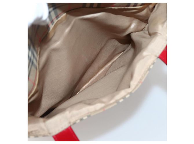 Autre Marque Borsa Tote Burberrys Nova Check in tela beige rossa oro Auth BA5696 Rosso D'oro - vista 20