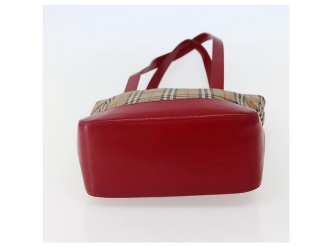 Autre Marque Borsa Tote Burberrys Nova Check in tela beige rossa oro Auth BA5696 Rosso D'oro - vista 5
