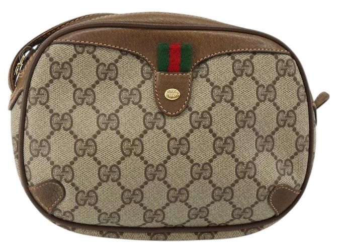 Borsa Sherry Line GG Supreme Web di GUCCI in PVC Beige e Oro 89 02 066 Auth 142438 D'oro - vista 13