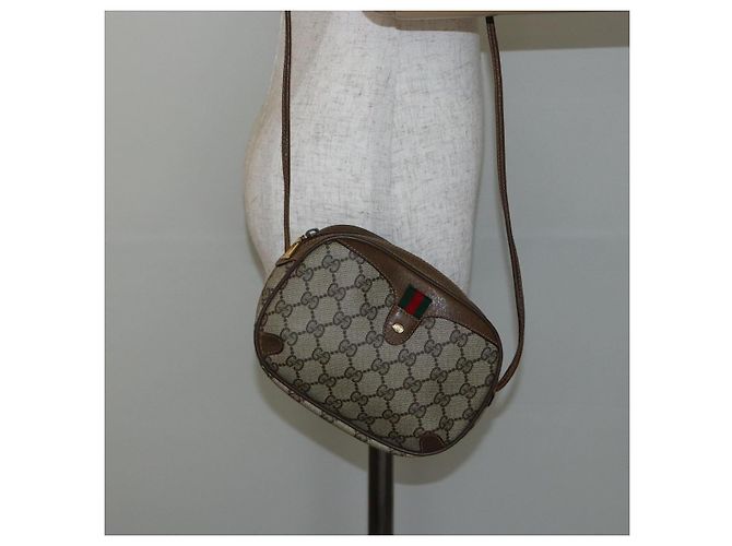 Borsa Sherry Line GG Supreme Web di GUCCI in PVC Beige e Oro 89 02 066 Auth 142438 D'oro - vista 21