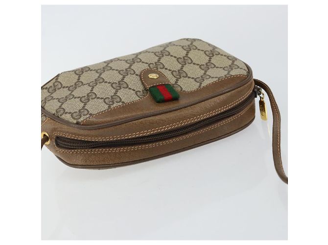 Borsa Sherry Line GG Supreme Web di GUCCI in PVC Beige e Oro 89 02 066 Auth 142438 D'oro - vista 6