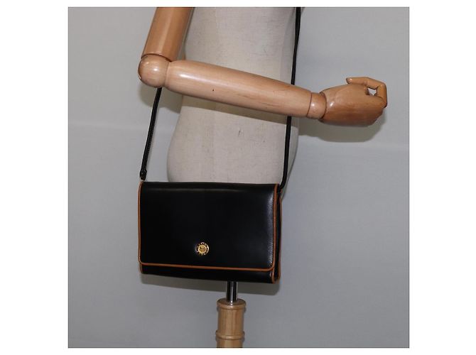 Céline Borsa a Spalla in Pelle Nera e Oro Auth BA5688 Nero D'oro - vista 22