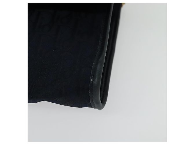 Borsa a spalla in tela Trotter Christian Dior con catena blu navy oro Auth 141878 - vista 14