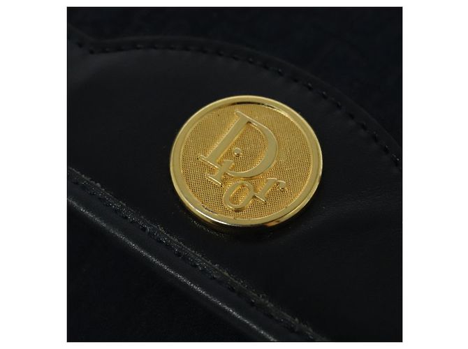 Borsa a spalla in tela Trotter Christian Dior con catena blu navy oro Auth 141878 - vista 17