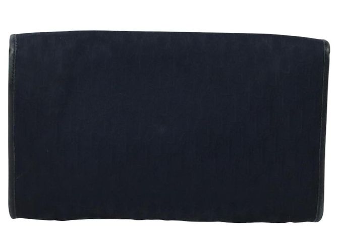 Borsa a spalla in tela Trotter Christian Dior con catena blu navy oro Auth 141878 - vista 2