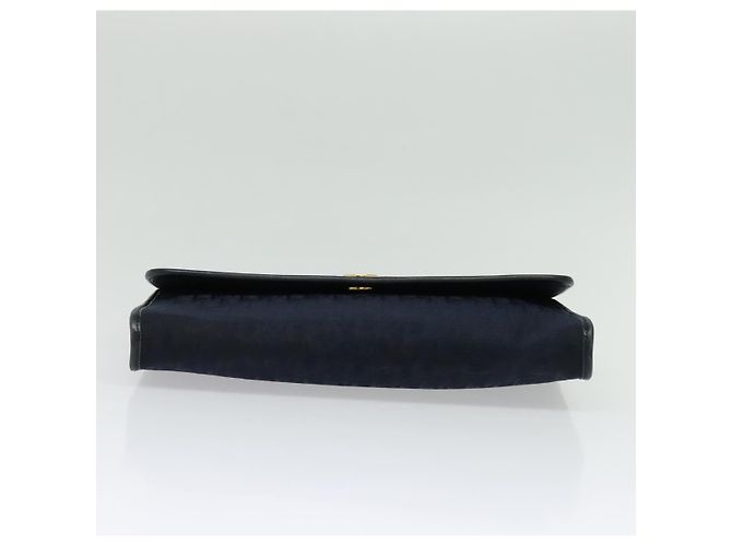 Borsa a spalla in tela Trotter Christian Dior con catena blu navy oro Auth 141878 - vista 5