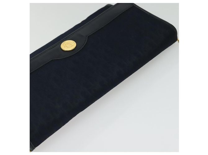 Borsa a spalla in tela Trotter Christian Dior con catena blu navy oro Auth 141878 - vista 6