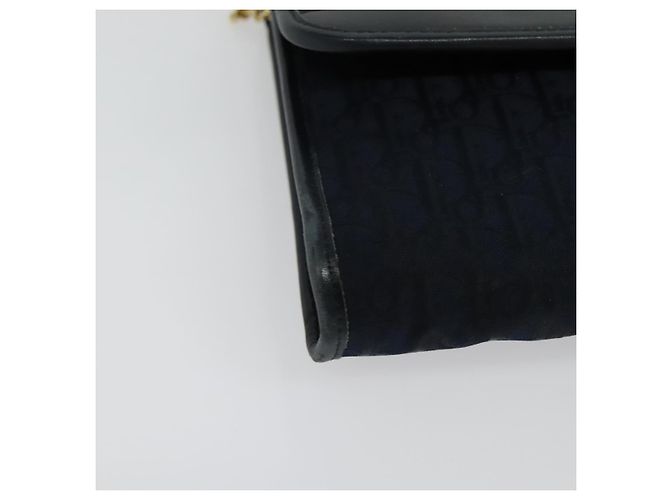 Borsa a spalla in tela Trotter Christian Dior con catena blu navy oro Auth 141878 - vista 9