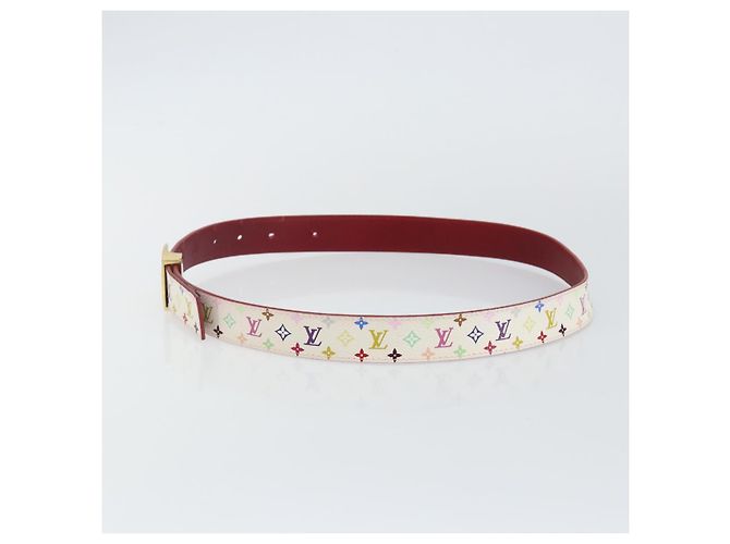LOUIS VUITTON Monogramm Multicolor Gürtel LV Cut 35,8"" Weiß Auth 142762 - Ansicht 3