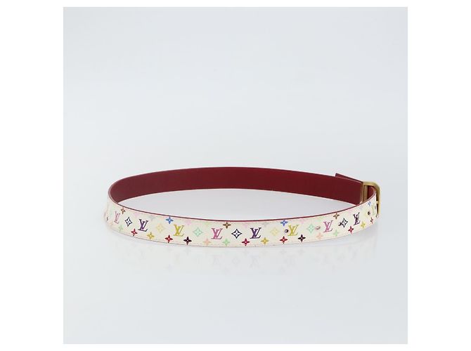 LOUIS VUITTON Monogramm Multicolor Gürtel LV Cut 35,8"" Weiß Auth 142762 - Ansicht 4
