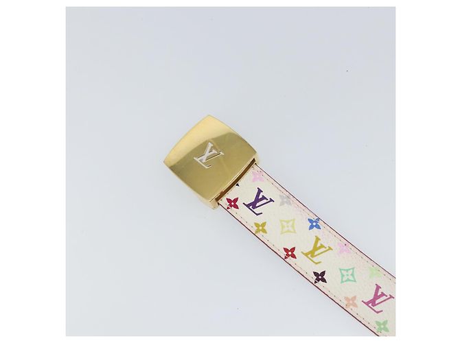 LOUIS VUITTON Monogramm Multicolor Gürtel LV Cut 35,8"" Weiß Auth 142762 - Ansicht 6