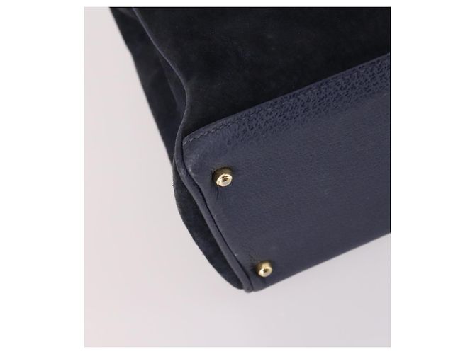 Borsa a mano in suede GUCCI Bamboo 2way Blu Navy Oro 000 2214 0316 Auth ep10732 D'oro - vista 16