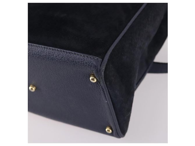 Borsa a mano in suede GUCCI Bamboo 2way Blu Navy Oro 000 2214 0316 Auth ep10732 D'oro - vista 17