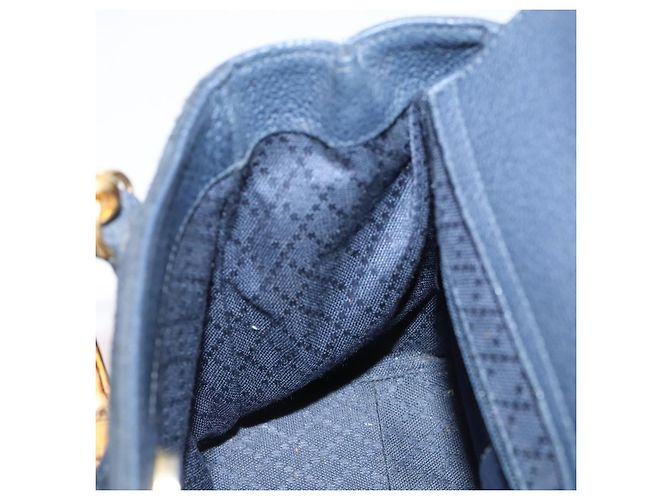 Borsa a mano in suede GUCCI Bamboo 2way Blu Navy Oro 000 2214 0316 Auth ep10732 D'oro - vista 20