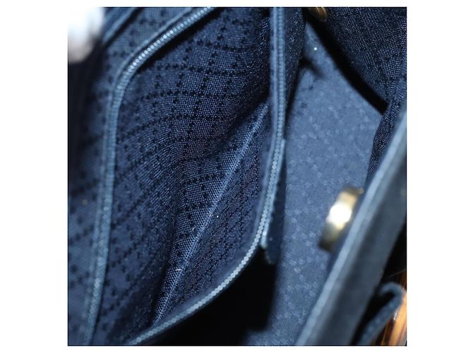 Borsa a mano in suede GUCCI Bamboo 2way Blu Navy Oro 000 2214 0316 Auth ep10732 D'oro - vista 21