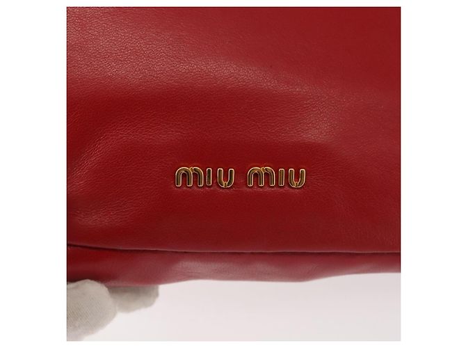 Miu Miu Bijoux Shoulder Bag Leather Red Gold Auth SW1539 Golden - view 18