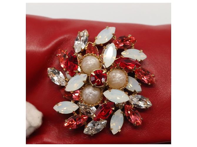 Miu Miu Bijoux Shoulder Bag Leather Red Gold Auth SW1539 Golden - view 19