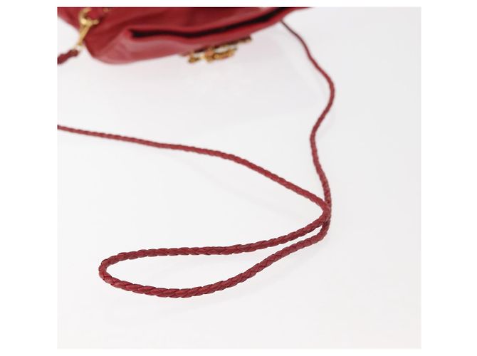 Miu Miu Bijoux Shoulder Bag Leather Red Gold Auth SW1539 Golden - view 7