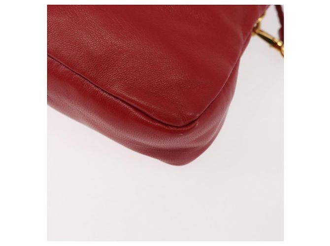 Miu Miu Bijoux Shoulder Bag Leather Red Gold Auth SW1539 Golden - view 9