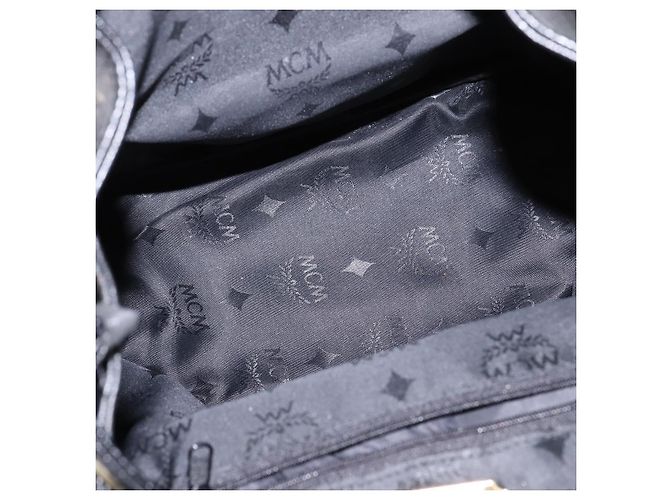 Mochila MCM de cuero negro y dorado Auth BA5614 - vista 11