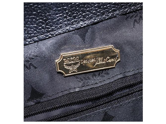 Mochila MCM de cuero negro y dorado Auth BA5614 - vista 17