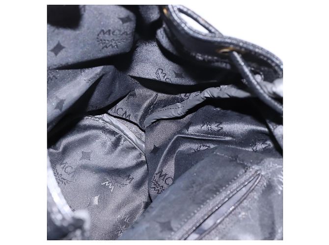 Mochila MCM de cuero negro y dorado Auth BA5614 - vista 18