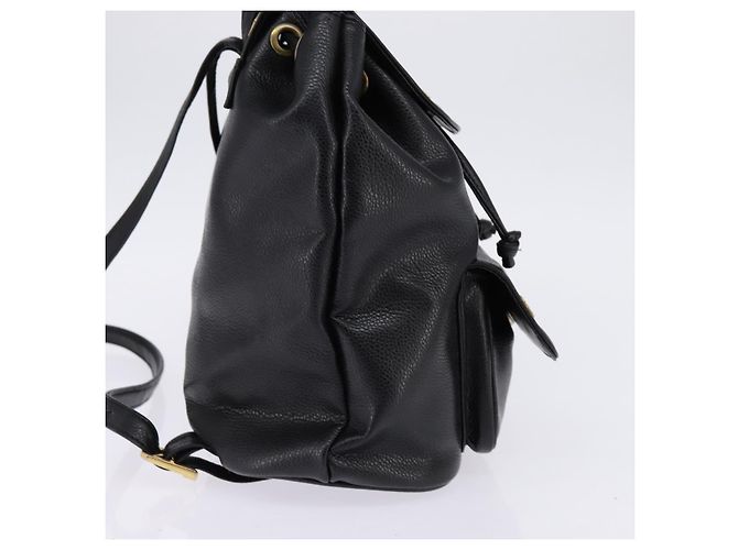 Mochila MCM de cuero negro y dorado Auth BA5614 - vista 4