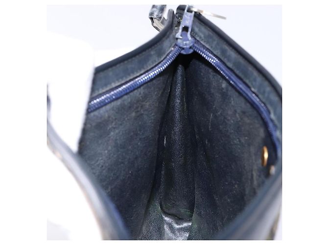 Borsa a Spalla in Tela Trotter Christian Dior Blu Navy Oro Auth 141525 D'oro - vista 18