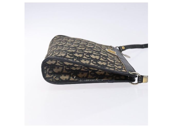 Borsa a Spalla in Tela Trotter Christian Dior Blu Navy Oro Auth 141525 D'oro - vista 3