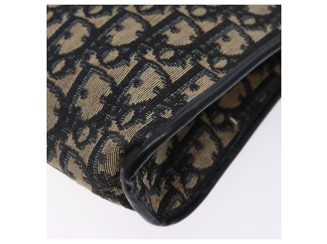 Borsa a Spalla in Tela Trotter Christian Dior Blu Navy Oro Auth 141525 D'oro - vista 9