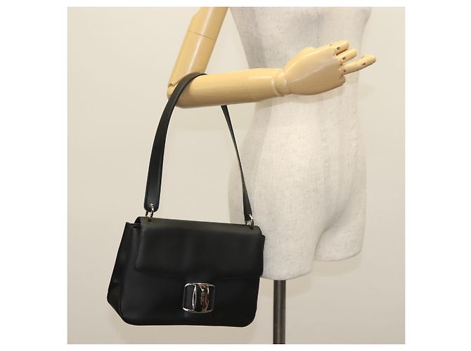 Borsa a Spalla Vala in Pelle Nera e Argento Salvatore Ferragamo Auth 141973 Nero - vista 22