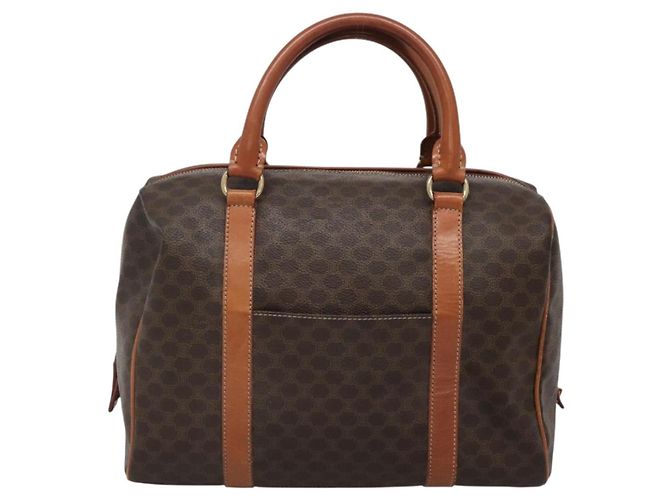 Céline Borsa a mano in tela Macadam CELINE in pelle PVC marrone oro Auth 142031 D'oro - vista 13
