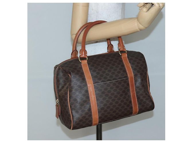 Céline Borsa a mano in tela Macadam CELINE in pelle PVC marrone oro Auth 142031 D'oro - vista 22