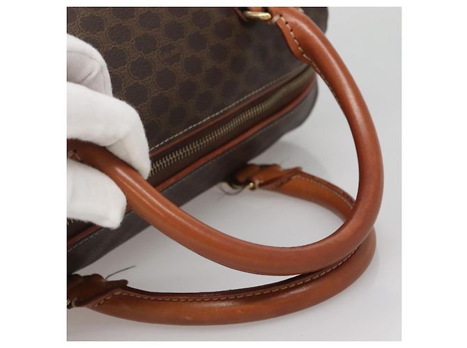 Céline Borsa a mano in tela Macadam CELINE in pelle PVC marrone oro Auth 142031 D'oro - vista 7