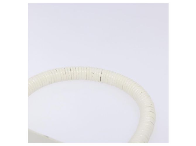 Borsa a mano Gancini in rattan bianco e oro Auth 141821 di Salvatore Ferragamo - vista 14