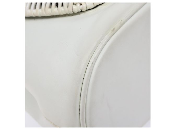 Borsa a mano Gancini in rattan bianco e oro Auth 141821 di Salvatore Ferragamo - vista 15