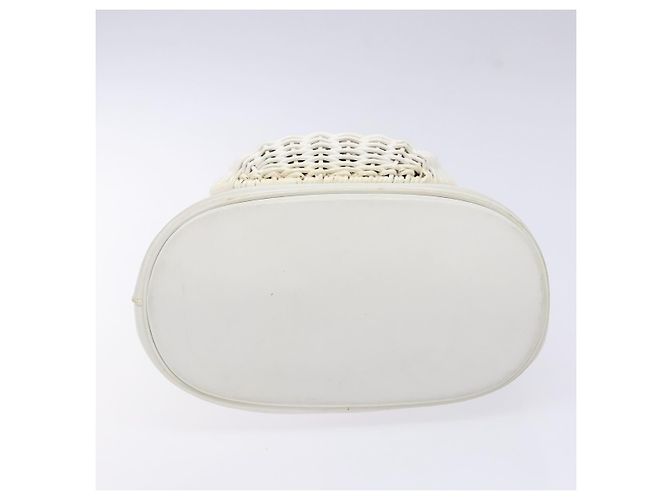 Borsa a mano Gancini in rattan bianco e oro Auth 141821 di Salvatore Ferragamo - vista 5