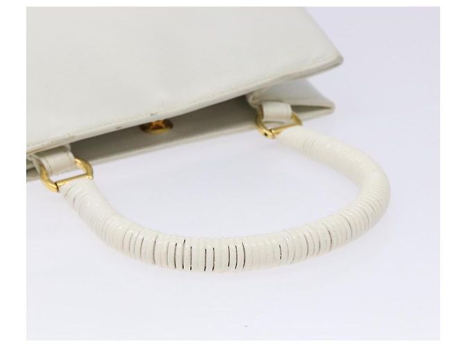 Borsa a mano Gancini in rattan bianco e oro Auth 141821 di Salvatore Ferragamo - vista 7