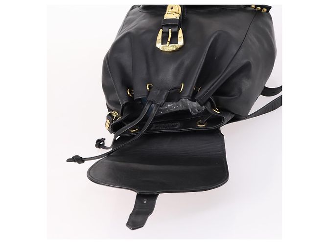 Zaino in pelle nera e oro Gianni Versace Auth BA5214 Nero D'oro - vista 11