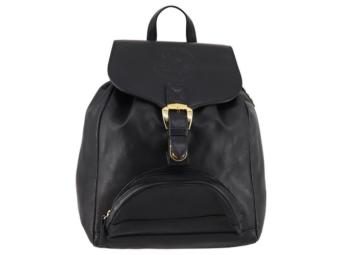 Zaino in pelle nera e oro Gianni Versace Auth BA5214 Nero D'oro - vista 13