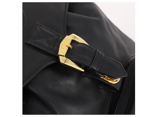 Zaino in pelle nera e oro Gianni Versace Auth BA5214 Nero D'oro - vista 19