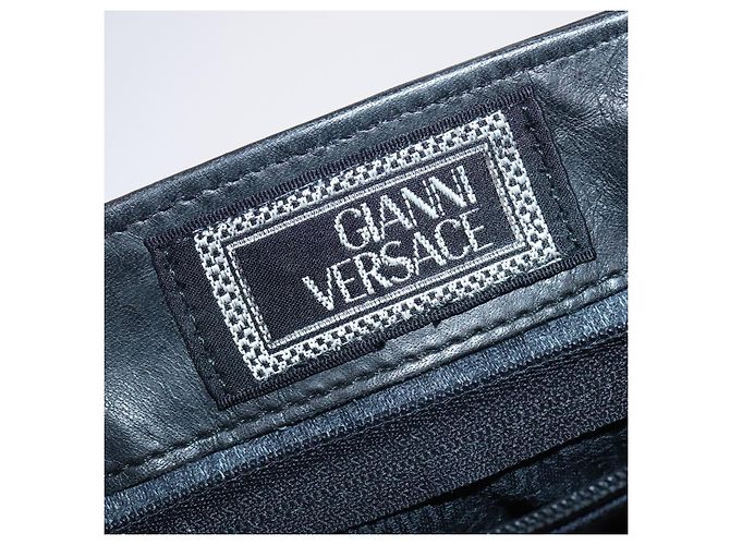 Zaino in pelle nera e oro Gianni Versace Auth BA5214 Nero D'oro - vista 21