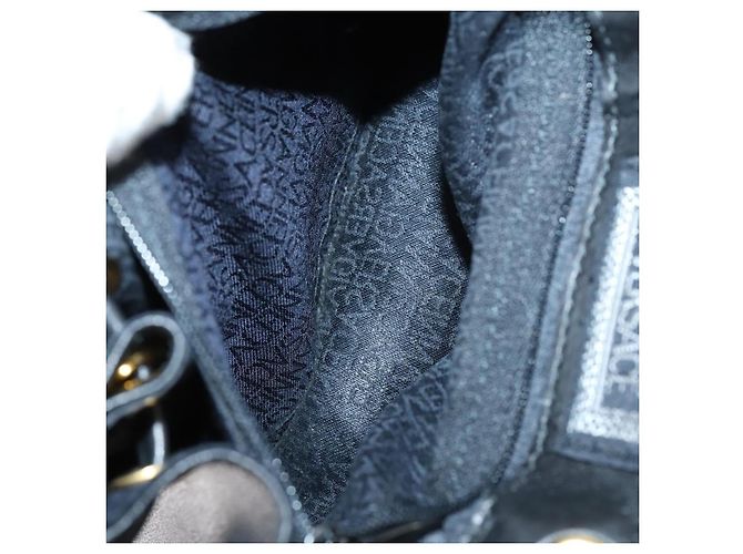 Zaino in pelle nera e oro Gianni Versace Auth BA5214 Nero D'oro - vista 24