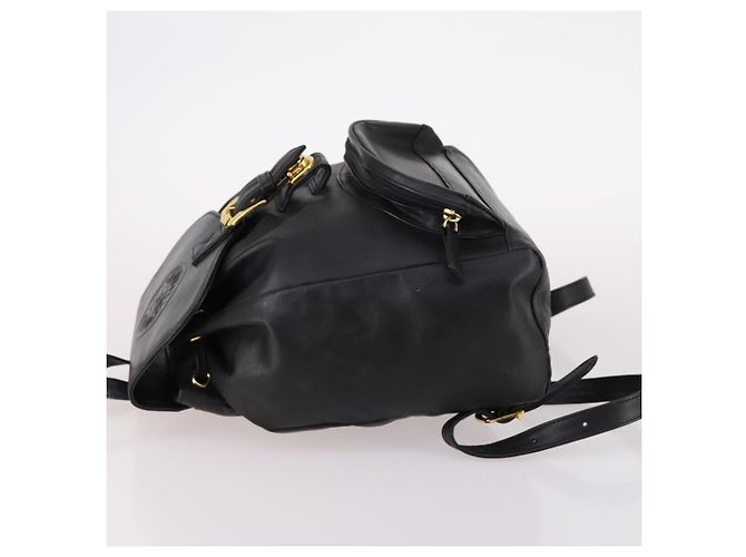 Zaino in pelle nera e oro Gianni Versace Auth BA5214 Nero D'oro - vista 4