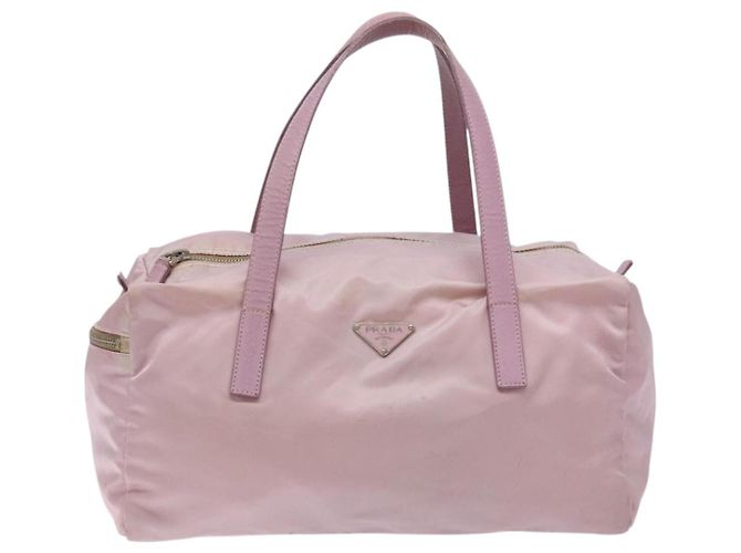 Bolso Boston PRADA de nailon rosa plata Auth 141532 - vista 13