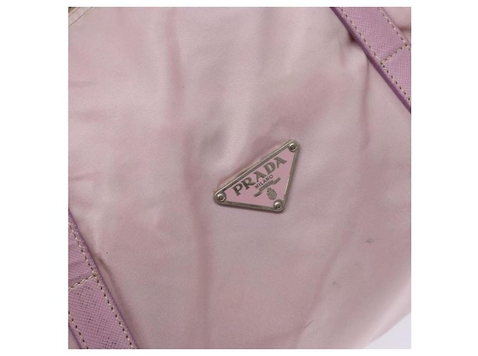 Bolso Boston PRADA de nailon rosa plata Auth 141532 - vista 17