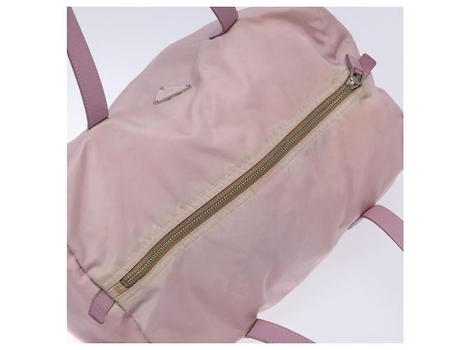 Bolso Boston PRADA de nailon rosa plata Auth 141532 - vista 6