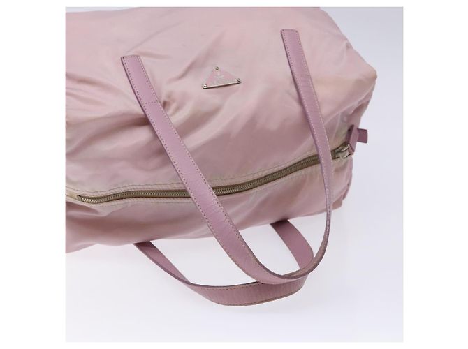 Bolso Boston PRADA de nailon rosa plata Auth 141532 - vista 7